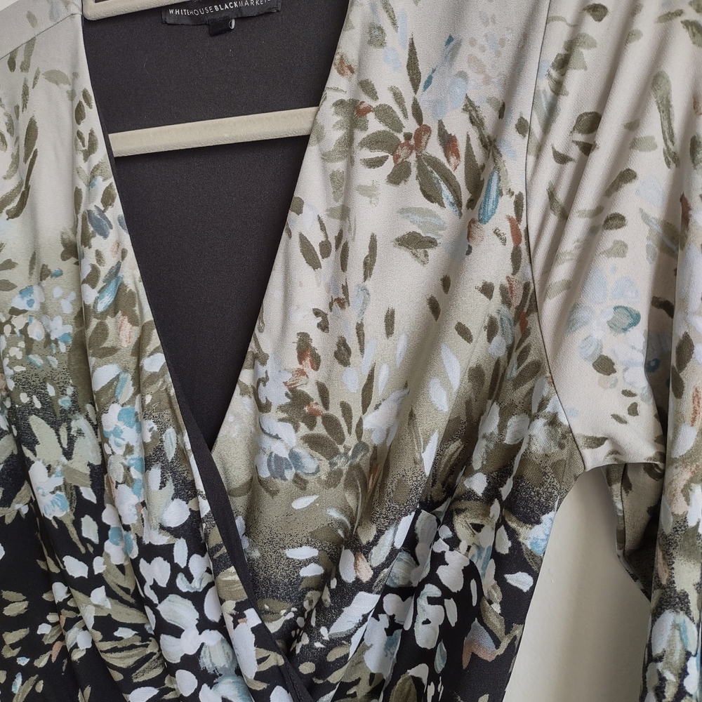 Floral Wrap Maxi Dress in Black, Olive & Cream - Picture 2 of 4